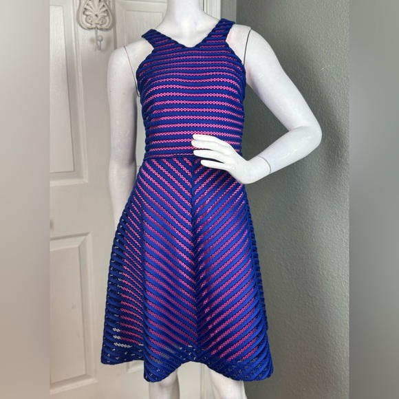 LILLY PULITZER Megyn Fit & Flare Dress In Blue/pink Size Large. - Picture 2 of 13